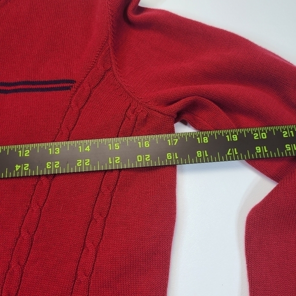 Tommy Hilfiger Full Zip Long Sleeve Sweater Jacket Cable Knit Red, Size Medium - Picture 14 of 15